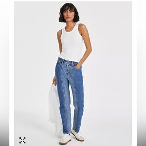 On 34th Macy’s exclusive Women's Two-Tone Straight-Leg Jeans size 16